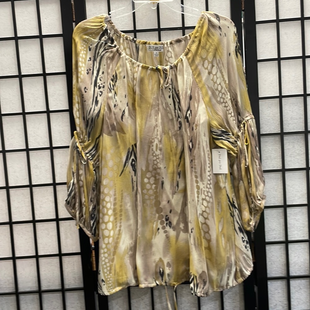 Due Per Due Sheer Silk Blouse with Camisole, SZ 16
